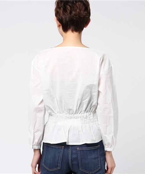 MERLOT(メルロー)の「コットンVネックレースブラウス587-5527(シャツ/ブラウス・レディース・ベージュ/オレンジ/ホワイト・FREE)」の6枚目の写真