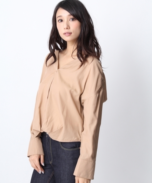 Andemiu（アンデミュウ）の「スソタックバックリボンロングスリーブブラウス748747（シャツ/ブラウス・レディース・ライトグレー/キャメル/ピンク/ホワイト・FREE）」の3枚目の写真