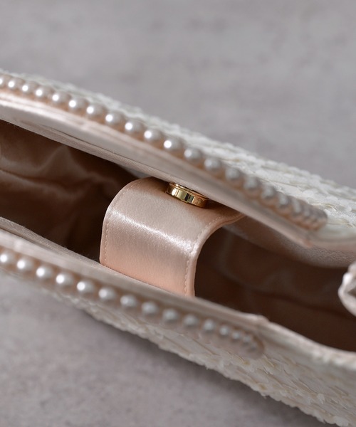 Kana（カナ）の「2WAY パールハンドルのフェミニンレース 結婚式 お呼ばれ パーティーバッグ（ハンドバッグ・レディース・ブラック/ベージュ・フリー）」の13枚目の写真