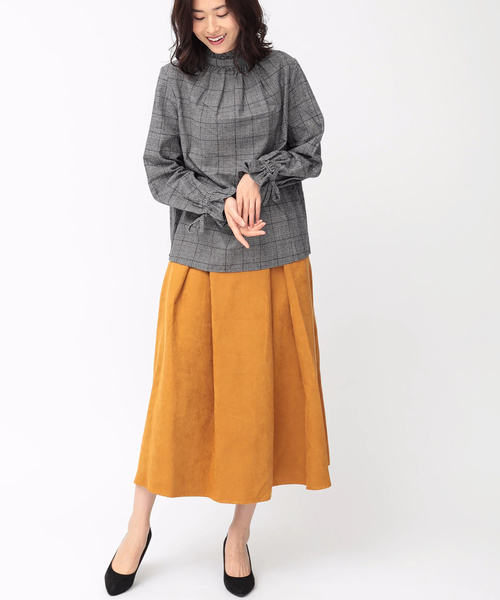 koe（コエ）の「0 グレンチェック スタンドカラーブラウス（シャツ/ブラウス・レディース・グレー/ブラウン・M）」の10枚目の写真