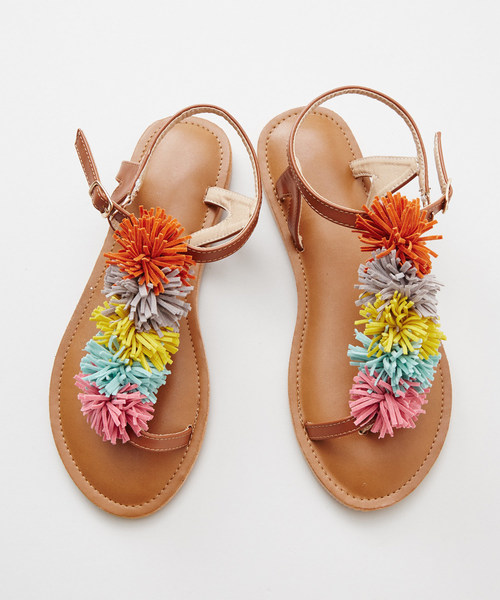 チャイハネ（チャイハネ）の「【チャイハネ】サンバポンポンサンダル（サンダル・レディース・ブルー/パープル/オレンジ・LARGE/MEDIUM）」の7枚目の写真