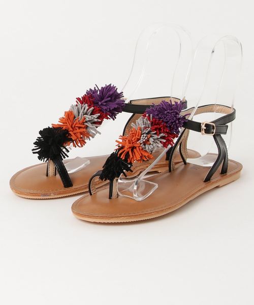 チャイハネ（チャイハネ）の「【チャイハネ】サンバポンポンサンダル（サンダル・レディース・ブルー/パープル/オレンジ・LARGE/MEDIUM）」の3枚目の写真