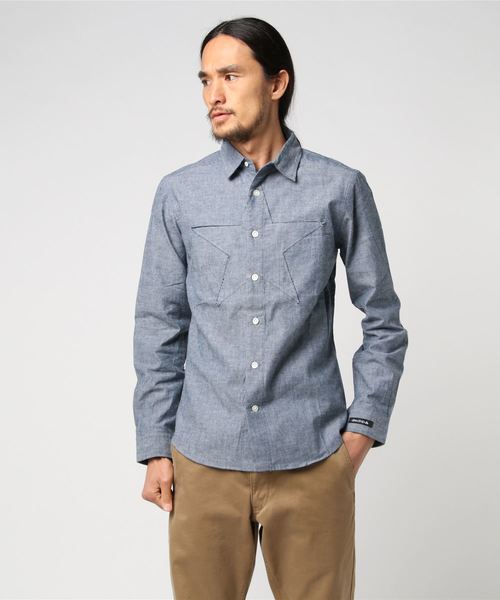 drestrip（ドレストリップ）の「[drestrip / ドレストリップ]ダンガリーSTARシャツL/S（シャツ/ブラウス・メンズ・インディゴブルー・2/0/3/1）」の4枚目の写真