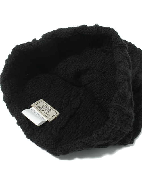 green label relaxing（グリーンレーベルリラクシング）の「GLR CTN/AC アラン ビーニーキャップ（ニットキャップ/ビーニー・メンズ・ブラック/レッド/ロイヤルブルー/ネイビー・フリー）」の8枚目の写真