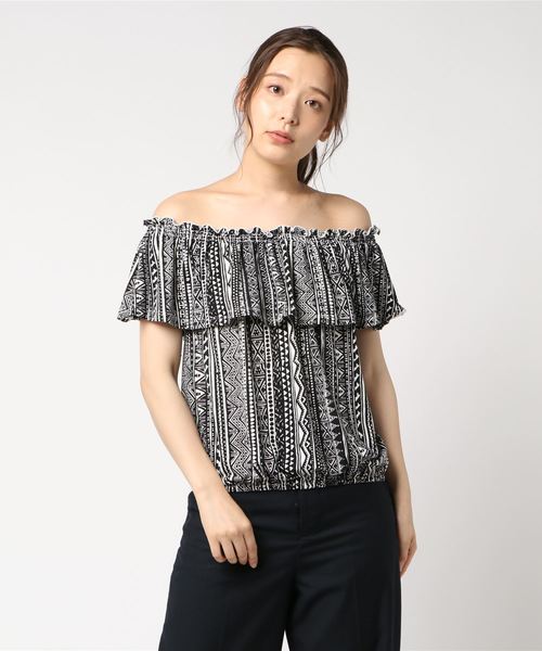 ネイティブ柄オフショルTOPS ネイティブ柄オフショルTOPS
