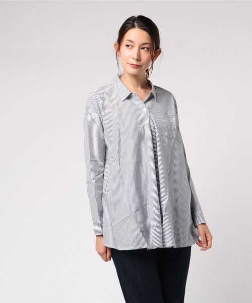 LuuNa（ルーナ）の「15181012 プルオーバー スキッパー ストライプシャツ（Tシャツ/カットソー・レディース・ネイビー/ブルー/サックスブルー・MEDIUM）」の2枚目の写真