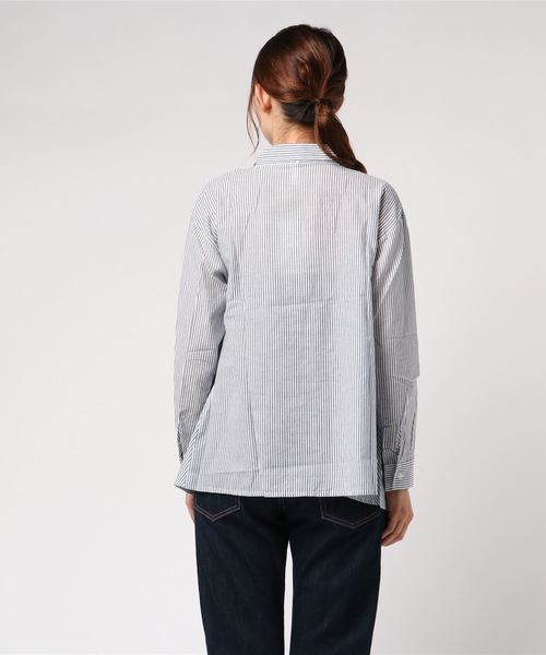LuuNa（ルーナ）の「15181012 プルオーバー スキッパー ストライプシャツ（Tシャツ/カットソー・レディース・ネイビー/ブルー/サックスブルー・MEDIUM）」の5枚目の写真