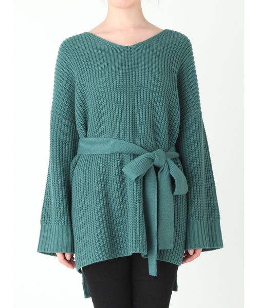 MURUA（ムルーア）の「ウエスト2WAYニットチュニック（ニット/セーター・レディース・ブラック/ライトグリーン/ベージュ/キャメル・FREE）」の7枚目の写真