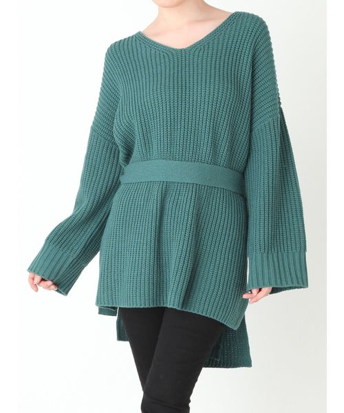 MURUA（ムルーア）の「ウエスト2WAYニットチュニック（ニット/セーター・レディース・ブラック/ライトグリーン/ベージュ/キャメル・FREE）」の13枚目の写真