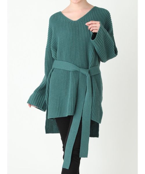 MURUA（ムルーア）の「ウエスト2WAYニットチュニック（ニット/セーター・レディース・ブラック/ライトグリーン/ベージュ/キャメル・FREE）」の16枚目の写真