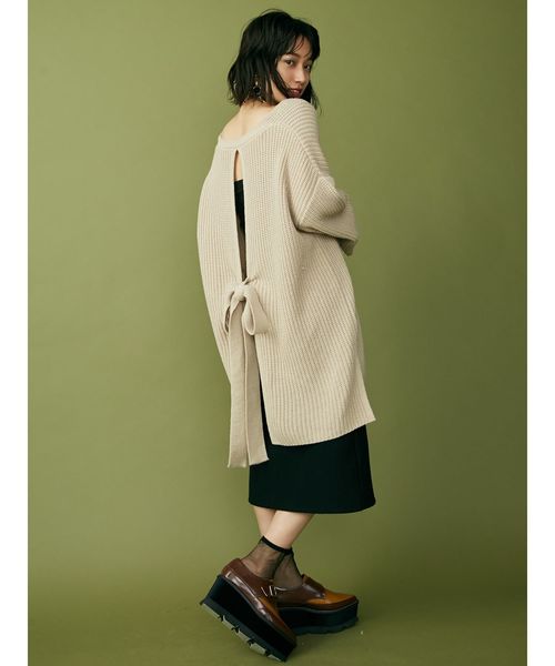 MURUA（ムルーア）の「ウエスト2WAYニットチュニック（ニット/セーター・レディース・ブラック/ライトグリーン/ベージュ/キャメル・FREE）」の17枚目の写真