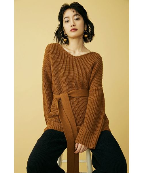 MURUA（ムルーア）の「ウエスト2WAYニットチュニック（ニット/セーター・レディース・ブラック/ライトグリーン/ベージュ/キャメル・FREE）」の19枚目の写真