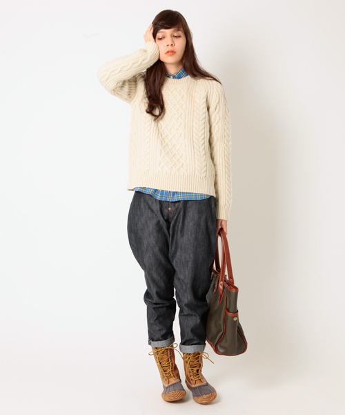 BEAMS BOY（ビームスボーイ）の「BEAMS BOY / 3Gアラン クルー（ニット/セーター・レディース・ナチュラル/チャコールグレー/ネイビー・ONE SIZE）」の12枚目の写真