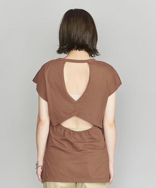 R JUBILEE(アールジュビリー)の「<R JUBILEE>バックオープンフレンチスリーブカットソーΨ(Tシャツ/カットソー・レディース・ブラウン/ライム・MEDIUM)」の6枚目の写真
