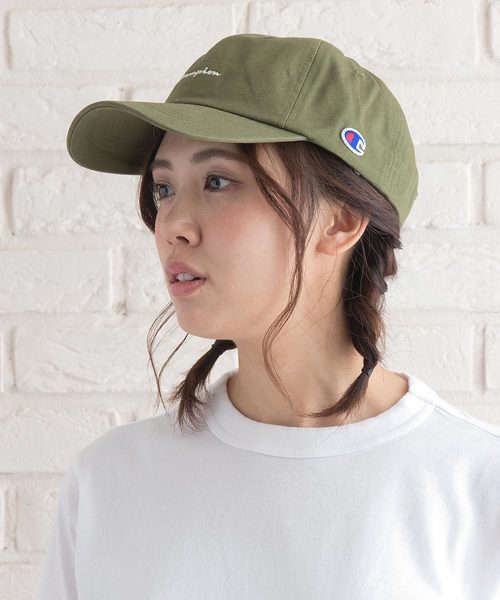 Champion（チャンピオン）の「【CHAMPION/チャンピオン】スクリプトローキャップ/ロゴ刺繍（キャップ・メンズ・グリーン/レッド/ケミカルウォッシュ/ブラック/ベージュ/エンジ/ライトパープル/ホワイト/ネイビー/ワンウォッシュ/ピンク/ブルー/ブラウン/マスタード/ワイン/ミント/パープル/ライトグリーン/イエロー・FREE）」の5枚目の写真