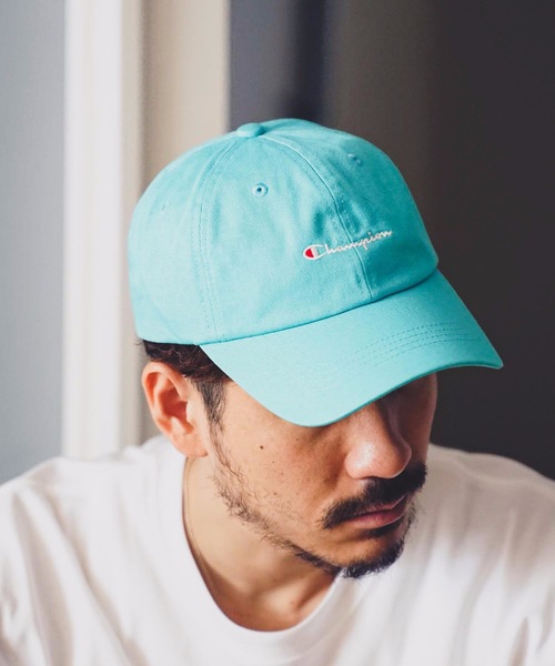 Champion（チャンピオン）の「【CHAMPION/チャンピオン】スクリプトローキャップ/ロゴ刺繍（キャップ・メンズ・グリーン/レッド/ケミカルウォッシュ/ブラック/ベージュ/エンジ/ライトパープル/ホワイト/ネイビー/ワンウォッシュ/ピンク/ブルー/ブラウン/マスタード/ワイン/ミント/パープル/ライトグリーン/イエロー・FREE）」の7枚目の写真