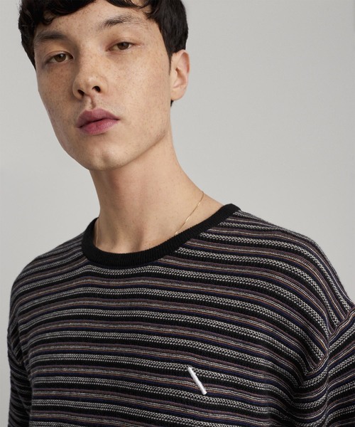 Saturdays NYC（サタデーズ ニューヨークシティ ）の「Pacho Stripe Short Sleeve Sweater（ニット/セーター・メンズ・オレンジ/ブラック/ホワイト・L/XS/S/M/XL）」の9枚目の写真