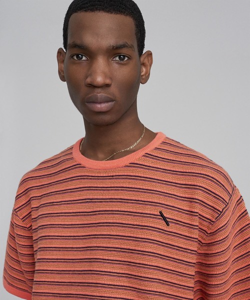 Saturdays NYC（サタデーズ ニューヨークシティ ）の「Pacho Stripe Short Sleeve Sweater（ニット/セーター・メンズ・オレンジ/ブラック/ホワイト・L/XS/S/M/XL）」の14枚目の写真