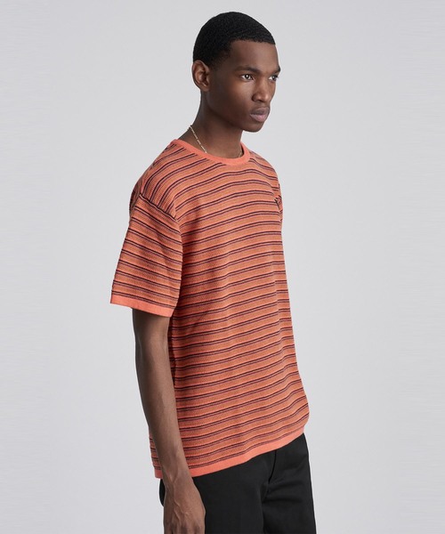 Saturdays NYC（サタデーズ ニューヨークシティ ）の「Pacho Stripe Short Sleeve Sweater（ニット/セーター・メンズ・オレンジ/ブラック/ホワイト・L/XS/S/M/XL）」の15枚目の写真