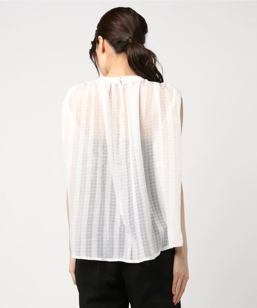 STYLEBLOCK（スタイルブロック）の「シアーチェックノースリーブギャザー透けブラウス（シャツ/ブラウス・レディース・オレンジ/ホワイト/ブラック/ミント・M）」の6枚目の写真