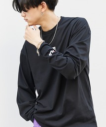 FILA | MONO-MART×FILA/フィラ 別注 ロゴプリント 袖ロゴ刺繍 オーバーサイズ L/Sカットソー(Tシャツ/カットソー)