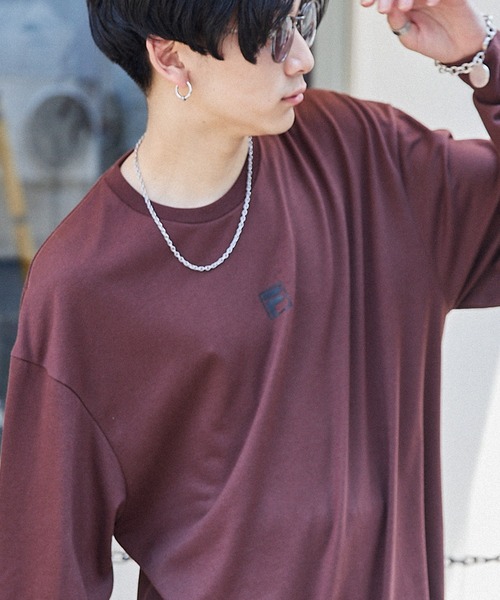 FILA（フィラ）の「MONO-MART×FILA/フィラ 別注 ロゴプリント 袖ロゴ刺繍 オーバーサイズ L/Sカットソー（Tシャツ/カットソー・メンズ・ホワイト/ブラック/ブラウン/ライトベージュ/パープル/ネイビー・S/M/L）」の14枚目の写真