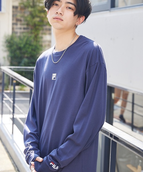 MONO-MART×FILA/フィラ 別注 ロゴプリント 袖ロゴ刺繍 オーバー