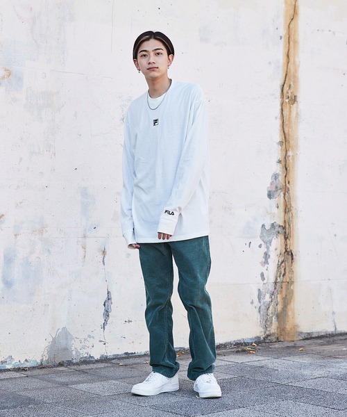 FILA（フィラ）の「MONO-MART×FILA/フィラ 別注 ロゴプリント 袖ロゴ刺繍 オーバーサイズ L/Sカットソー（Tシャツ/カットソー・メンズ・ホワイト/ブラック/ブラウン/ライトベージュ/パープル/ネイビー・S/M/L）」の8枚目の写真