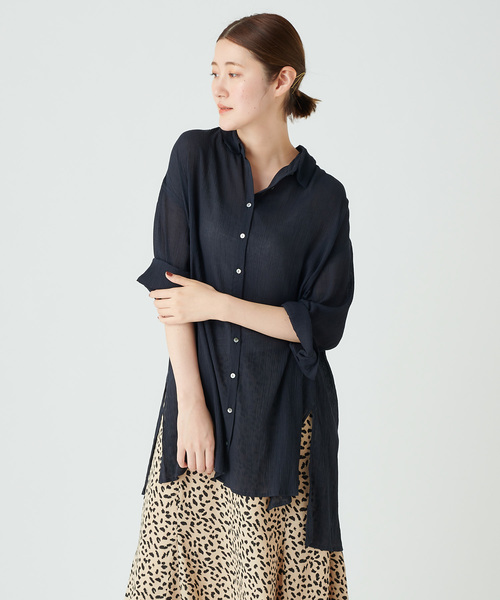 DISCOAT（ディスコート）の「ヨウリュウビッグシャツ（シャツ/ブラウス・レディース・ベージュ/パープル/ネイビー・FREE）」の3枚目の写真