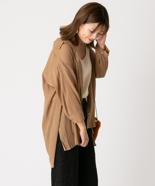 DISCOAT（ディスコート）の「ヨウリュウビッグシャツ（シャツ/ブラウス・レディース・ベージュ/パープル/ネイビー・FREE）」の7枚目の写真