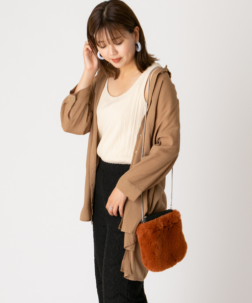 DISCOAT（ディスコート）の「ヨウリュウビッグシャツ（シャツ/ブラウス・レディース・ベージュ/パープル/ネイビー・FREE）」の8枚目の写真