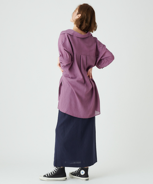 DISCOAT（ディスコート）の「ヨウリュウビッグシャツ（シャツ/ブラウス・レディース・ベージュ/パープル/ネイビー・FREE）」の11枚目の写真