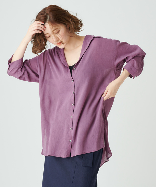 DISCOAT（ディスコート）の「ヨウリュウビッグシャツ（シャツ/ブラウス・レディース・ベージュ/パープル/ネイビー・FREE）」の12枚目の写真