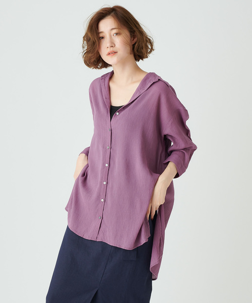 DISCOAT（ディスコート）の「ヨウリュウビッグシャツ（シャツ/ブラウス・レディース・ベージュ/パープル/ネイビー・FREE）」の13枚目の写真