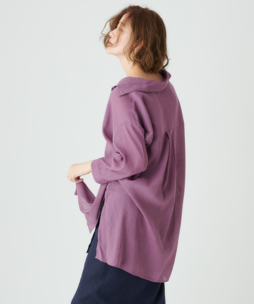 DISCOAT（ディスコート）の「ヨウリュウビッグシャツ（シャツ/ブラウス・レディース・ベージュ/パープル/ネイビー・FREE）」の14枚目の写真