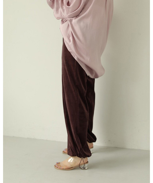 TODAYFUL（トゥデイフル）の「ドロウストリングベロアパンツ（その他パンツ・レディース・パープル/オートミール/キナリ・36inch/38inch）」の7枚目の写真
