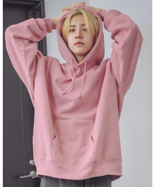 PUBLUX(パブリュクス)の「PUBLUX/パブリュクス【ユニセックスアイテム】12oz HEAVY WEIGHT SWEAT PARKA/ヘビーウェイトビッグシルエットスウェットパーカ―/オーバーサイズフーディ―(パーカー)」|ピンク