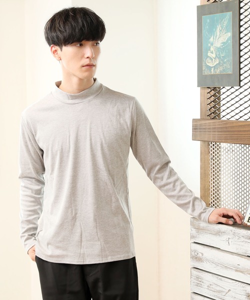 TopIsm(トップイズム)の「スムース起毛モックネック カットソー(Tシャツ/カットソー・メンズ・ホワイト/ブラック/チャコール/グレー・LL/M/L)」の3枚目の写真