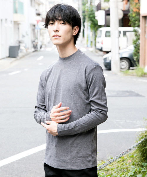 TopIsm(トップイズム)の「スムース起毛モックネック カットソー(Tシャツ/カットソー・メンズ・ホワイト/ブラック/チャコール/グレー・LL/M/L)」の4枚目の写真