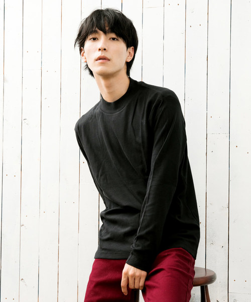 TopIsm(トップイズム)の「スムース起毛モックネック カットソー(Tシャツ/カットソー・メンズ・ホワイト/ブラック/チャコール/グレー・LL/M/L)」の1枚目の写真