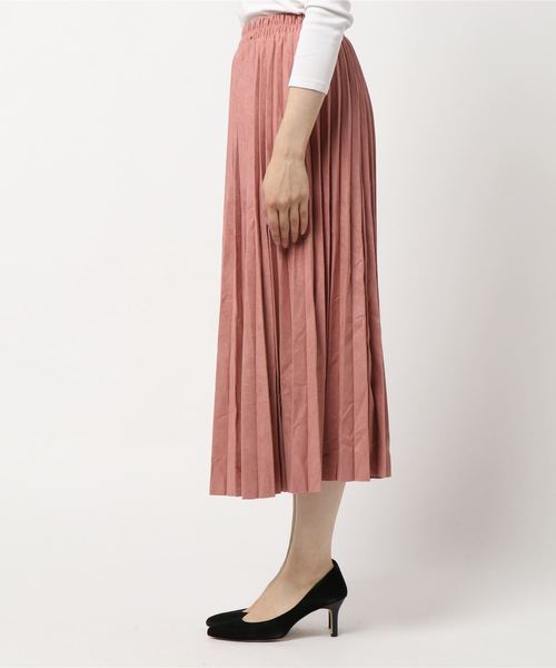 coca（coca）（コカ）の「ミモレ丈スウェードタッチプリーツスカート（スカート・レディース・ピンク/ライトベージュ・ONE SIZE）」の7枚目の写真