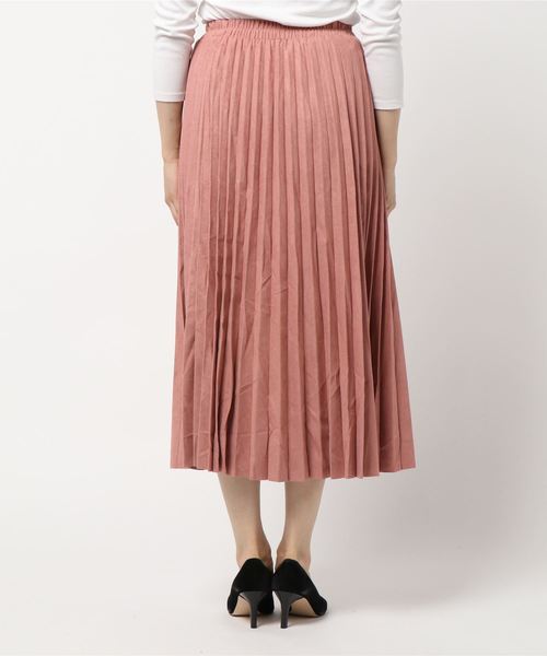 coca（coca）（コカ）の「ミモレ丈スウェードタッチプリーツスカート（スカート・レディース・ピンク/ライトベージュ・ONE SIZE）」の8枚目の写真