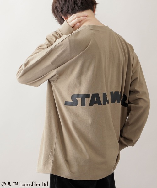 STAR WARS（スターウォーズ）の「WEB限定 STAR WARS/スター・ウォーズ 別注 バッグロゴプリント ビッグシルエット L/S カットソー（Tシャツ/カットソー・メンズ・ホワイト/ブラック/ダークグリーン/ベージュ・FREE）」の3枚目の写真