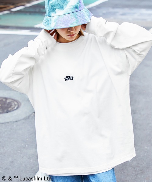 STAR WARS（スターウォーズ）の「WEB限定 STAR WARS/スター・ウォーズ 別注 バッグロゴプリント ビッグシルエット L/S カットソー（Tシャツ/カットソー・メンズ・ホワイト/ブラック/ダークグリーン/ベージュ・FREE）」の2枚目の写真