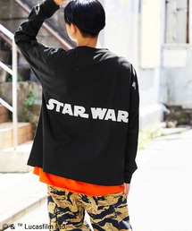 WEB限定 STAR WARS/スター・ウォーズ 別注 バッグロゴプリント ビッグシルエット L/S カットソー