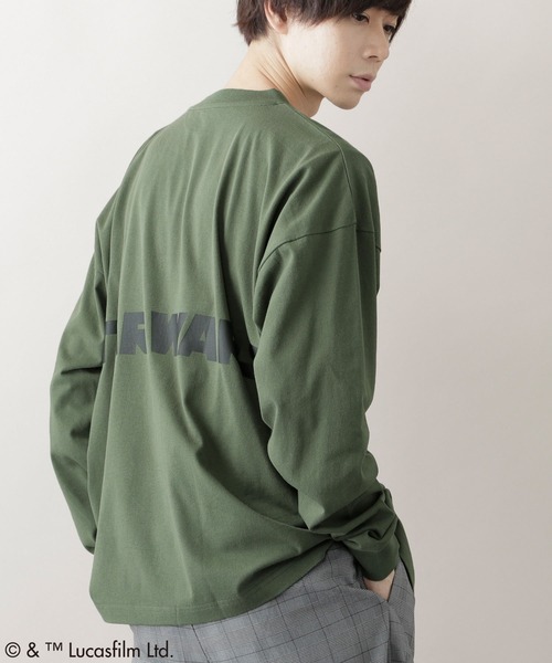 STAR WARS（スターウォーズ）の「WEB限定 STAR WARS/スター・ウォーズ 別注 バッグロゴプリント ビッグシルエット L/S カットソー（Tシャツ/カットソー・メンズ・ホワイト/ブラック/ダークグリーン/ベージュ・FREE）」の4枚目の写真