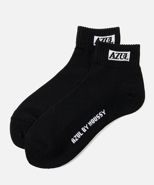 AZUL by moussy（アズールバイマウジー）の「AZUL BOX LOGO LOW CUT SOCKS/アズールボックスロゴロウカットソックス（ソックス/靴下・メンズ・杢グレー/ブラック/ホワイト・FREE）」の3枚目の写真