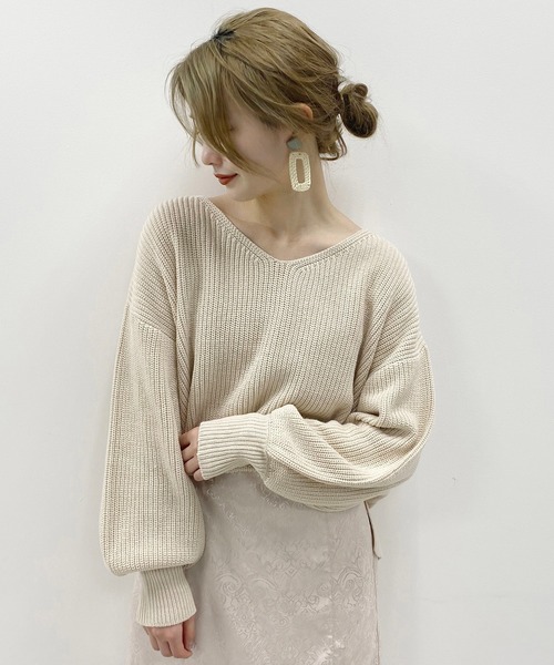 one after another NICE CLAUP（ワンアフターアナザーナイスクラップ）の「春のにじいろカラーニット（ニット/セーター・レディース・ライトグレー/パープル/オフホワイト/ライム/オレンジ/ミント/ライトベージュ/ラベンダー/サーモンピンク・FREE）」の4枚目の写真