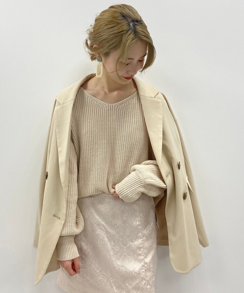 one after another NICE CLAUP（ワンアフターアナザーナイスクラップ）の「春のにじいろカラーニット（ニット/セーター・レディース・ライトグレー/パープル/オフホワイト/ライム/オレンジ/ミント/ライトベージュ/ラベンダー/サーモンピンク・FREE）」の20枚目の写真