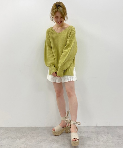 one after another NICE CLAUP（ワンアフターアナザーナイスクラップ）の「春のにじいろカラーニット（ニット/セーター・レディース・ライトグレー/パープル/オフホワイト/ライム/オレンジ/ミント/ライトベージュ/ラベンダー/サーモンピンク・FREE）」の13枚目の写真